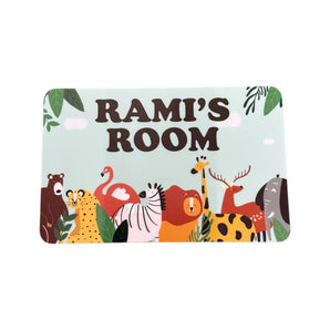 Personalised Blue Animal Zoo Kids Bedroom Door Sign - Unique Gift