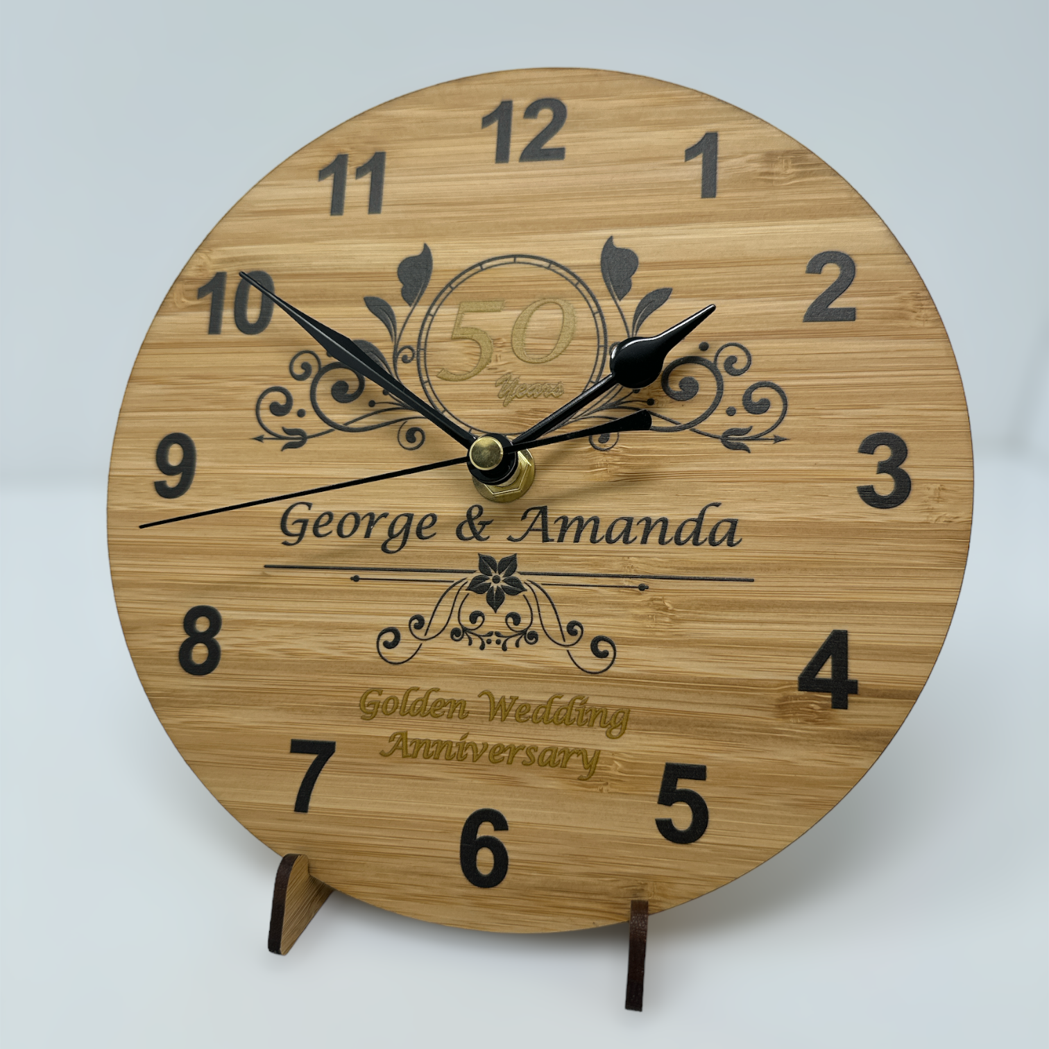 Personalised Bamboo Clock - Wedding Anniversary Milestone Gift