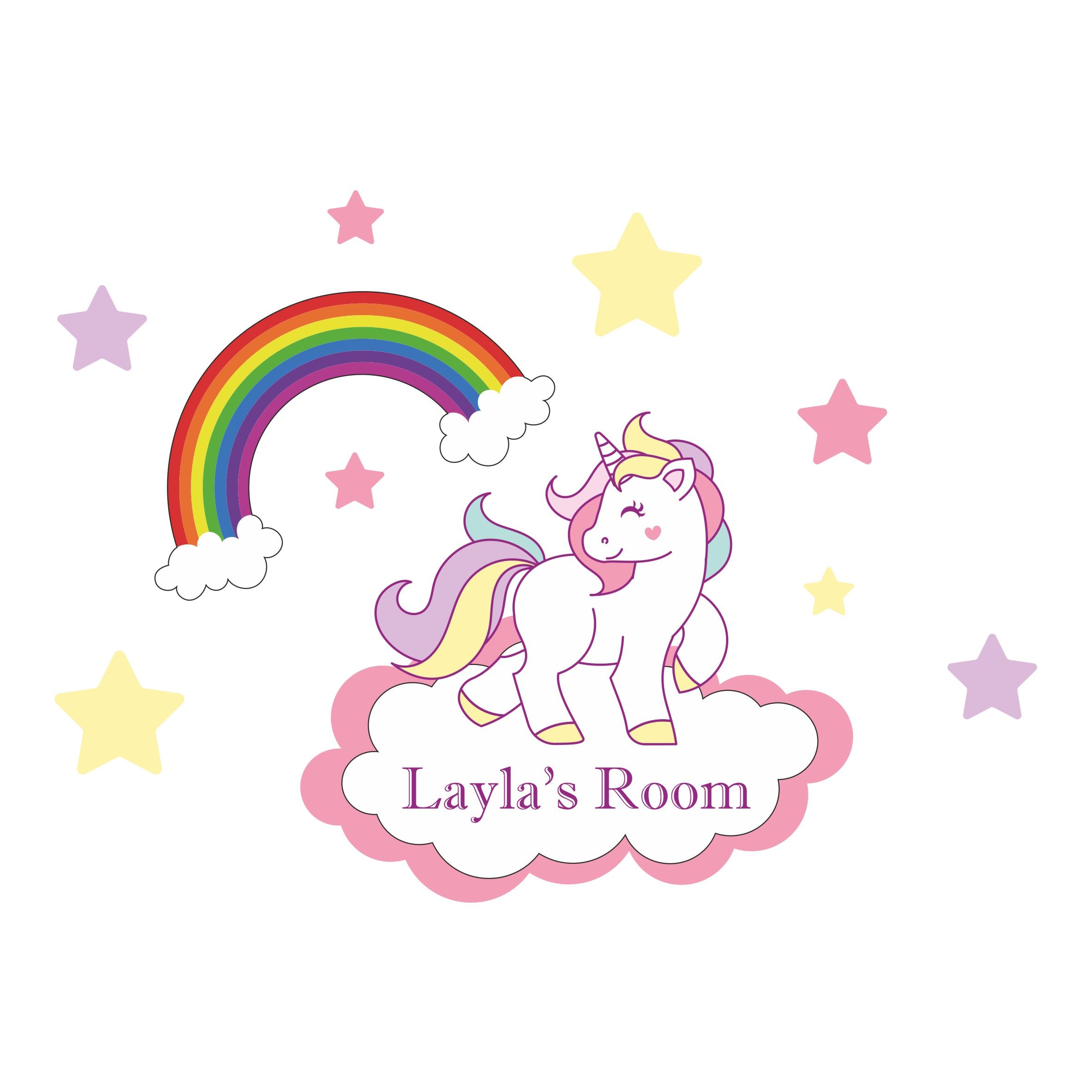Unicorn, Rainbow and Stars Kids Bedroom Door Sign / Toybox Sign - Unique Gift