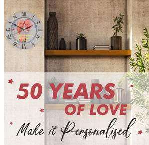 50th Golden Wedding Anniversary Personalised Photo Clock - Bespoke Personalised Anniversary Gift (30cm Silent Clock)