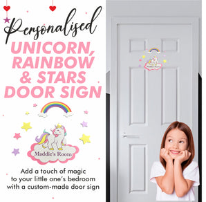 Unicorn, Rainbow and Stars Kids Bedroom Door Sign / Toybox Sign - Unique Gift