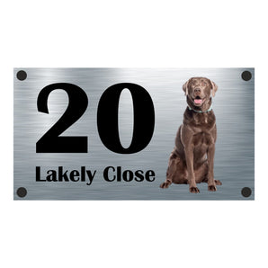 Dog Collection - Chocolate Labrador Aluminium House Sign - Personalised