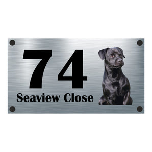 Dog Collection - Patterdale Terrier Short Hair Black Aluminium House Sign - Personalised