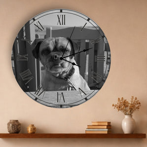Circle Photo Clock - Roman Numerals - Your Image Printed on the Clock