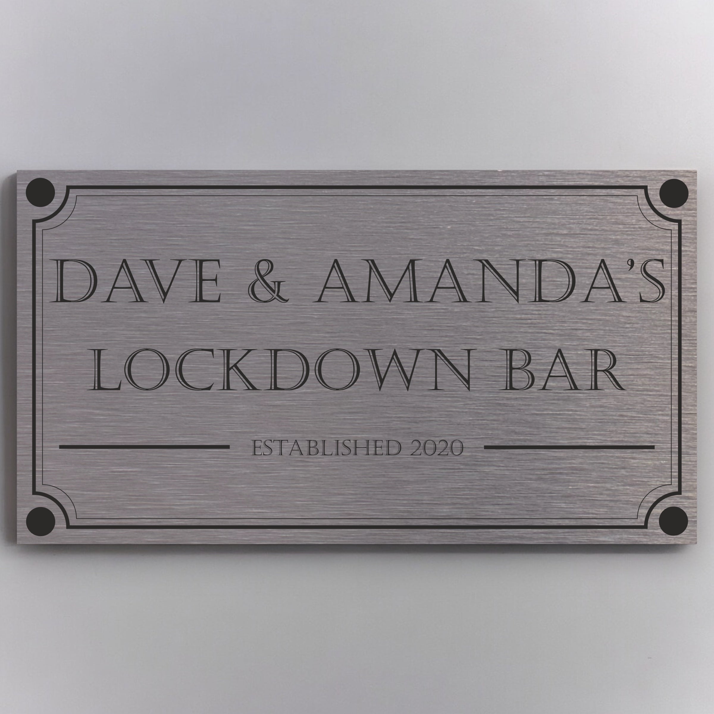 FUN - Lockdown Bar Sign Aluminium Personalised Bar Sign - With Any Name ( 11cm x 20cm )