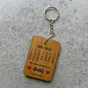 Personalised Calendar Date Bamboo Keyring