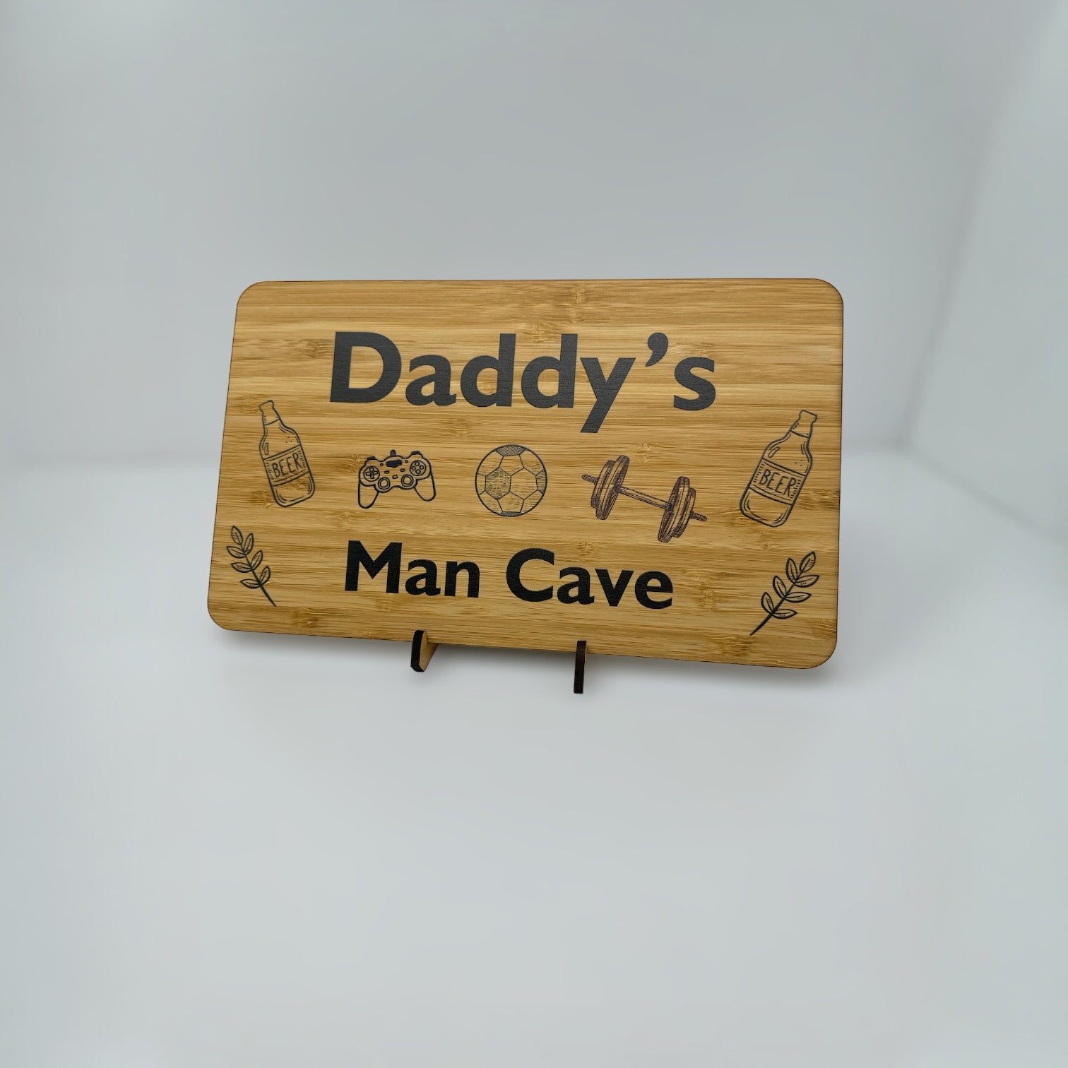 Personalised Bamboo Sign Plaque - MAN CAVE