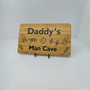 Personalised Bamboo Sign Plaque - MAN CAVE