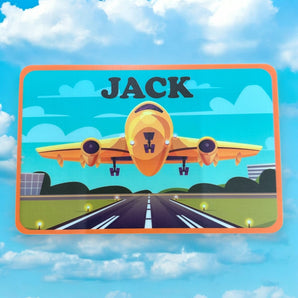 Personalised Aeroplane On A Runway Kids Bedroom Door Sign - Unique Gift