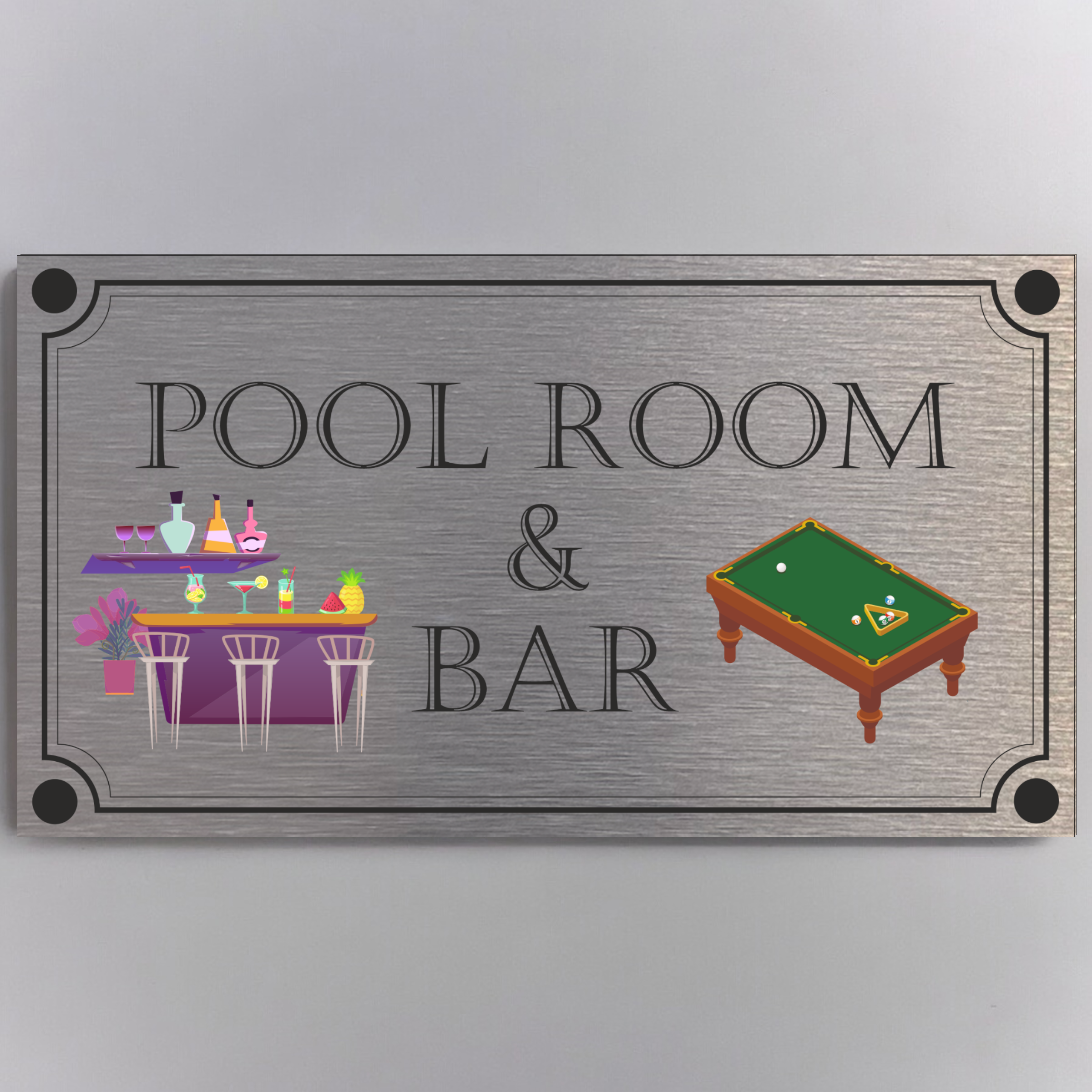 FUN - Pool Room & Bar Aluminium Plaque ( 11cm x 20cm )