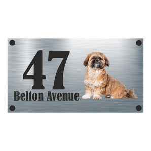 Dog Collection - Shih Tzu Colour Aluminium House Sign - Personalised