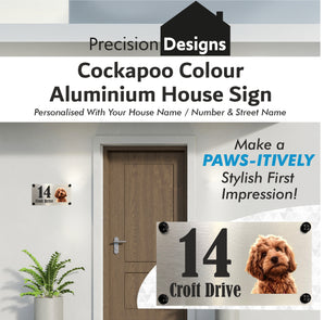 Dog Collection - Colour Cockapoo Aluminium House Sign - Personalised