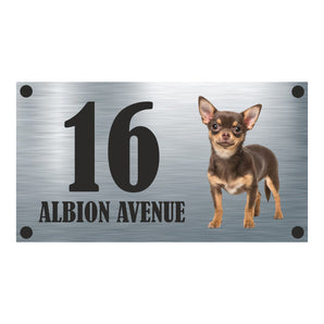 Dog Collection - Smooth Hair Chihuahua Aluminium House Sign - Personalised