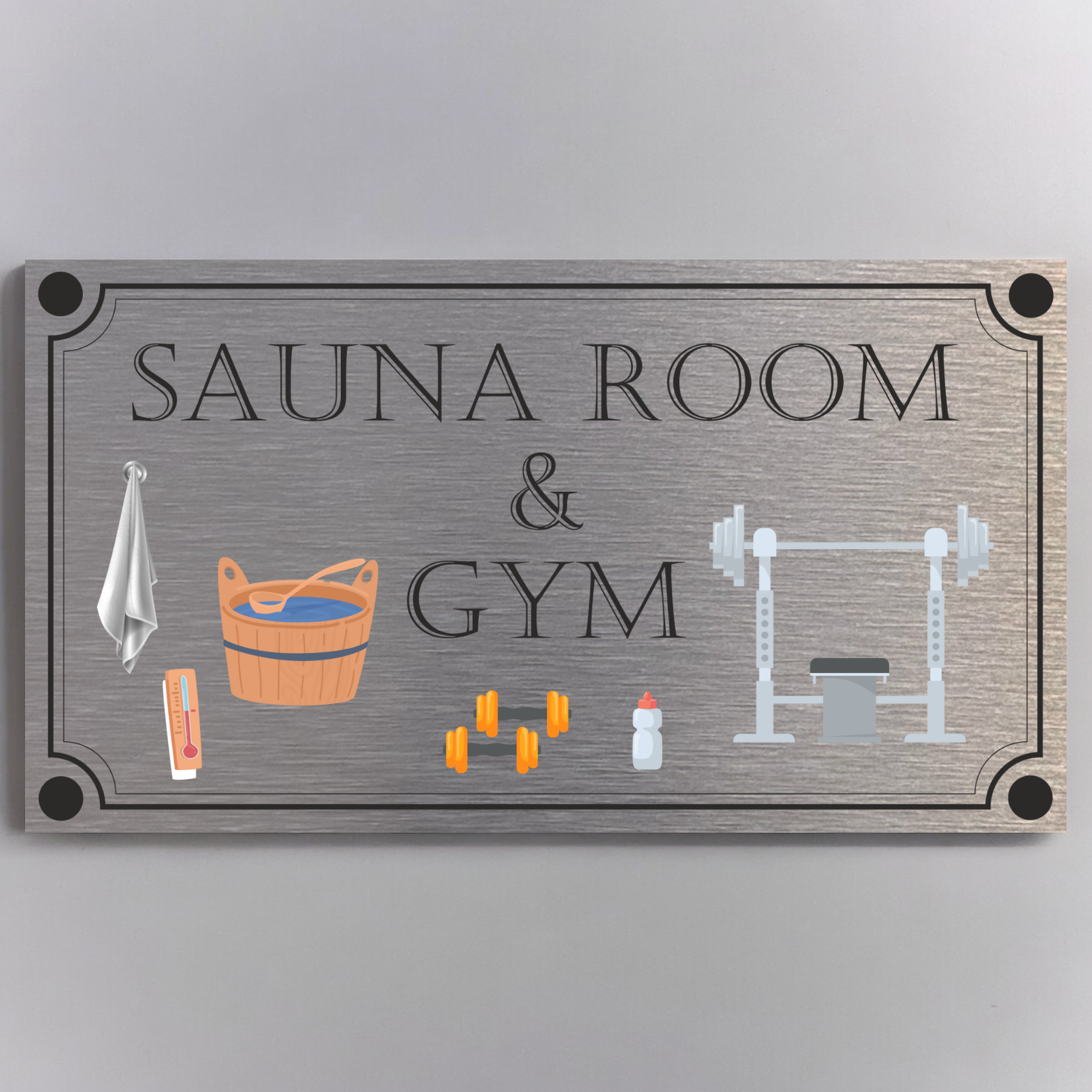 FUN - Sauna Room & Gym Aluminium Plaque ( 11cm x 20cm )