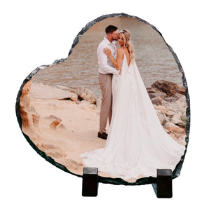 Heart Photo Slate with Stand 20cm Your Photo on a Slate Heart