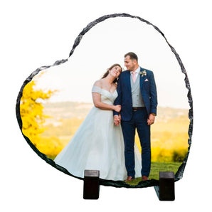 Heart Photo Slate with Stand 15cm Your Photo on a Slate Heart