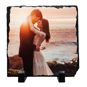 Square Photo Slate with Stand 15cm x 15cm Your Photo on a Slate