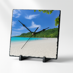 Photo Slate Clock 27cm Square with Stand Bespoke Personalised Silent Clock