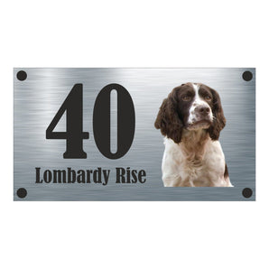Dog Collection - Springer Spaniel Aluminium House Sign - Personalised