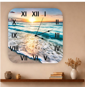 Square Photo Clock - Roman Numerals - Your Image Printed on the Clock