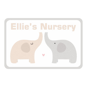 Personalised Cute Elephants Kids Bedroom Door Sign - Unique Gift