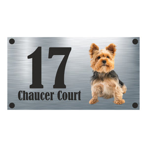 Dog Collection - Colour Yorkshire Terrier Aluminium House Sign  - Personalised