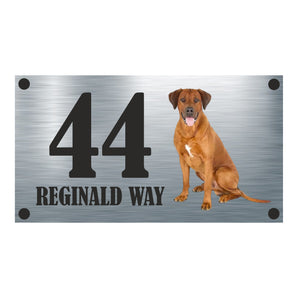 Dog Collection - Ridgeback Aluminium House Sign - Personalised