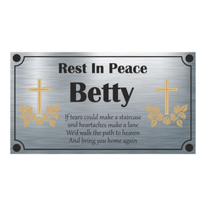 Memorial Plaque - Beautiful Cross Design - Personalised With Any Name ( 11cm x 20cm )