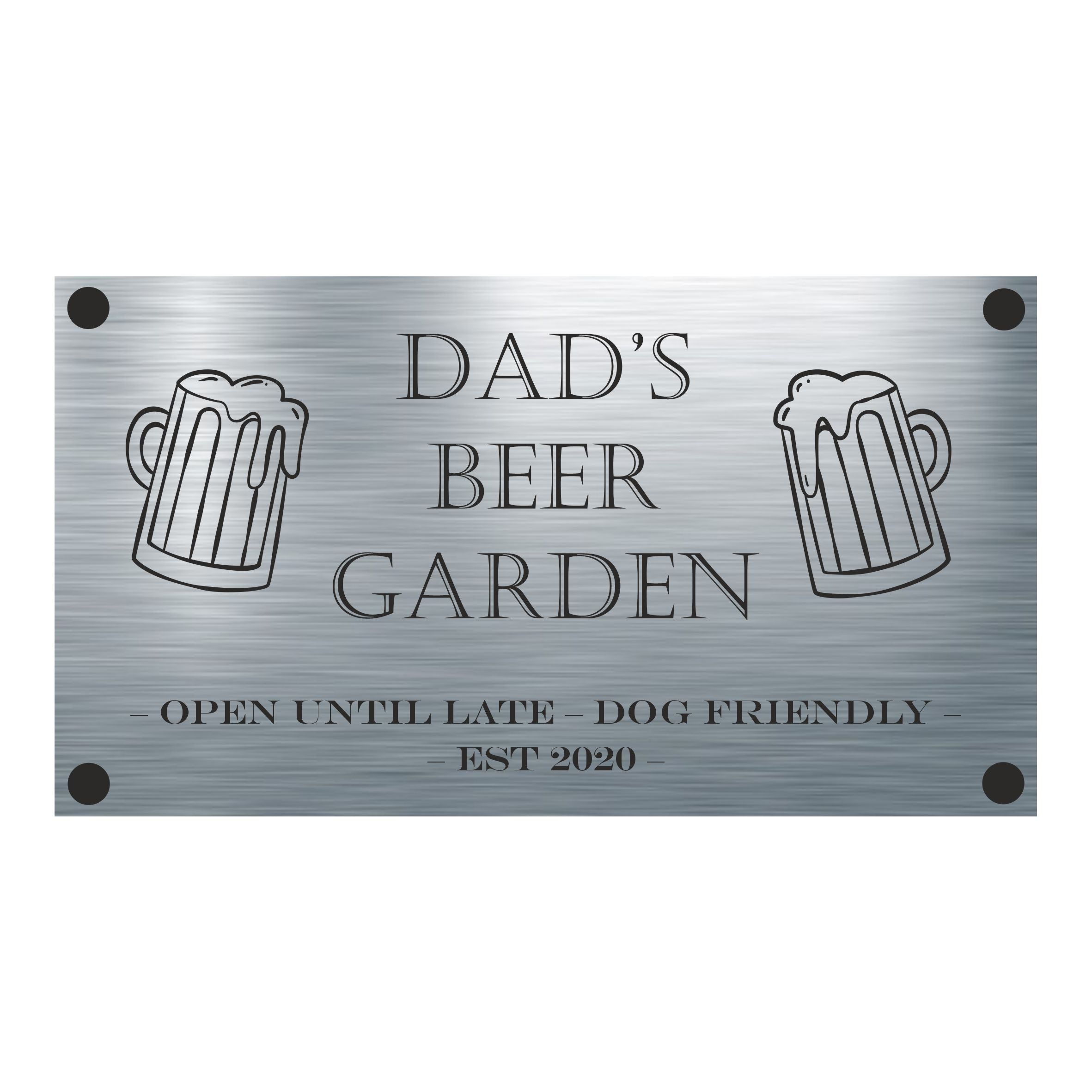 FUN - Dad's Beer Garden Personalised Aluminium Plaque - With Any Name ( 11cm x 20cm )