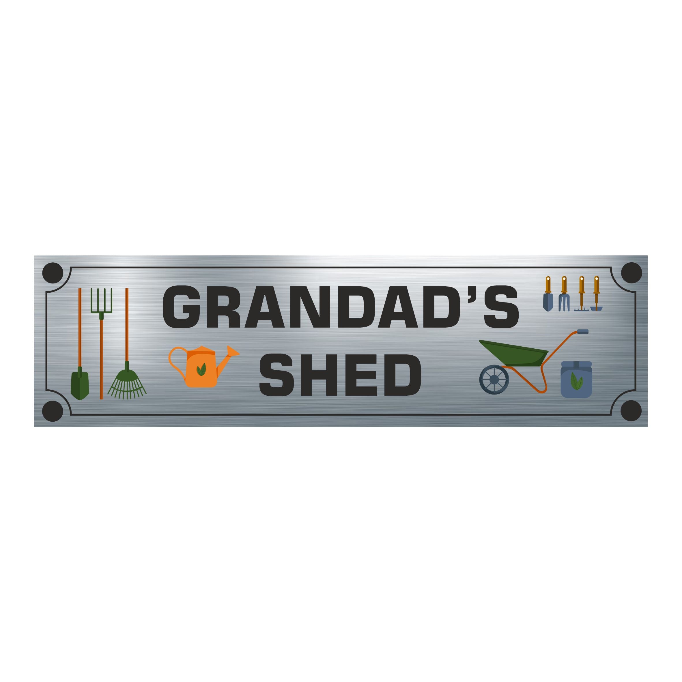 FUN - Grandad's Shed Personalised Aluminium Plaque - With Any Name ( 7cm x 25cm )