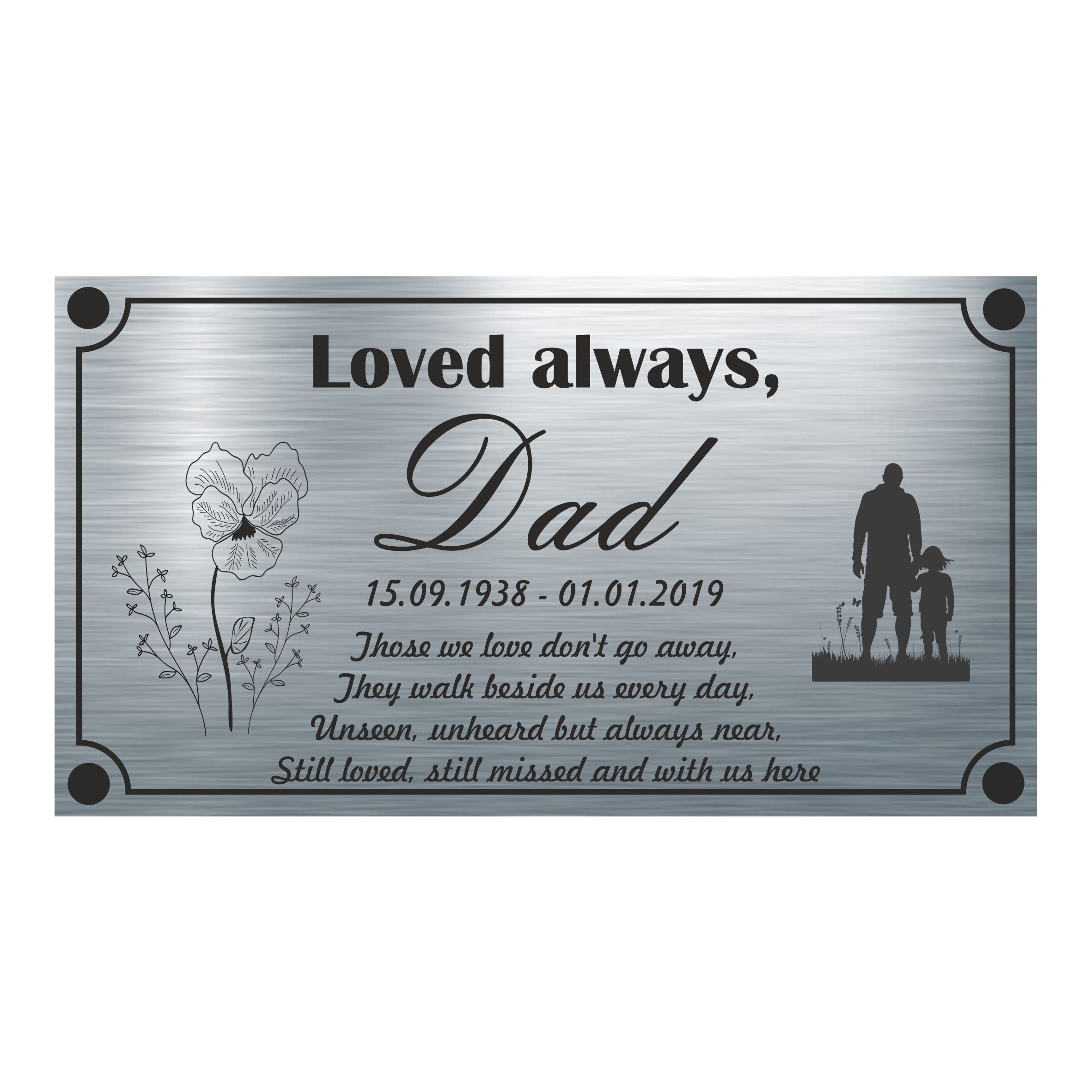 Memorial Plaque - Dad Design - Personalised With Any Name ( 11cm x 20cm )