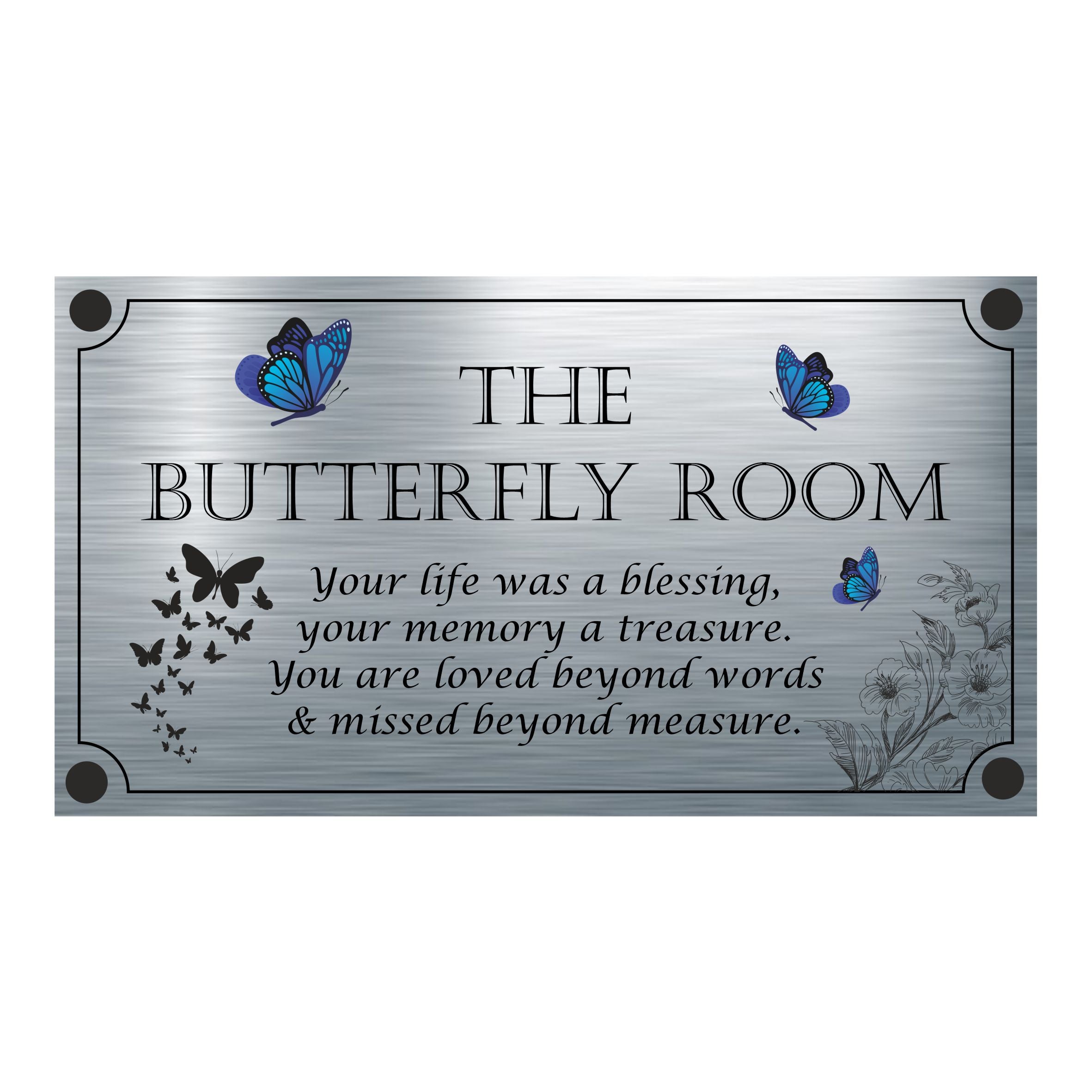 Memorial Plaque - Beautiful Butterfly Design - Personalised With Any Name ( 11cm x 20cm )
