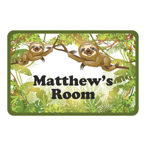 Personalised Sloths In A Tree Kids Bedroom Door Sign - Unique Gift