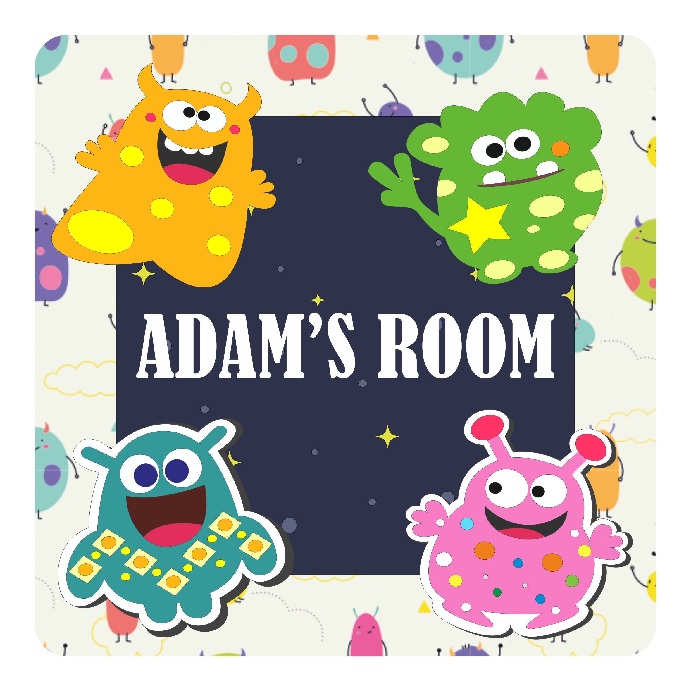 Personalised Fun Monster Design Kids Bedroom Door Sign - Unique Gift
