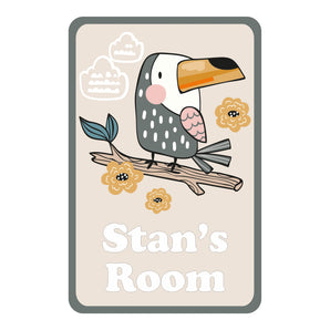 Personalised Cute Toucan Kids Bedroom Door Sign - Unique Gift