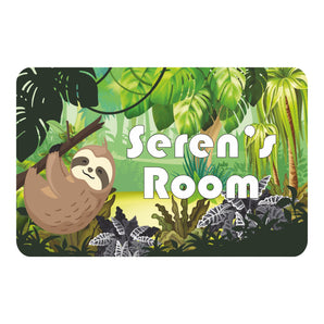 Personalised Jungle Sloth Kids Bedroom Door Sign - Unique Gift