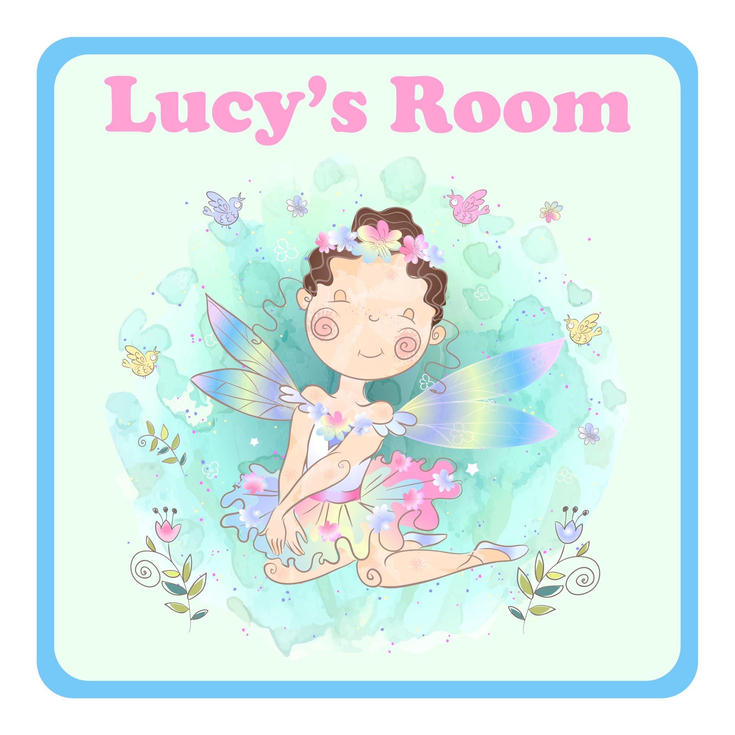 Personalised Sitting Fairy Kids Bedroom Door Sign - Unique Gift