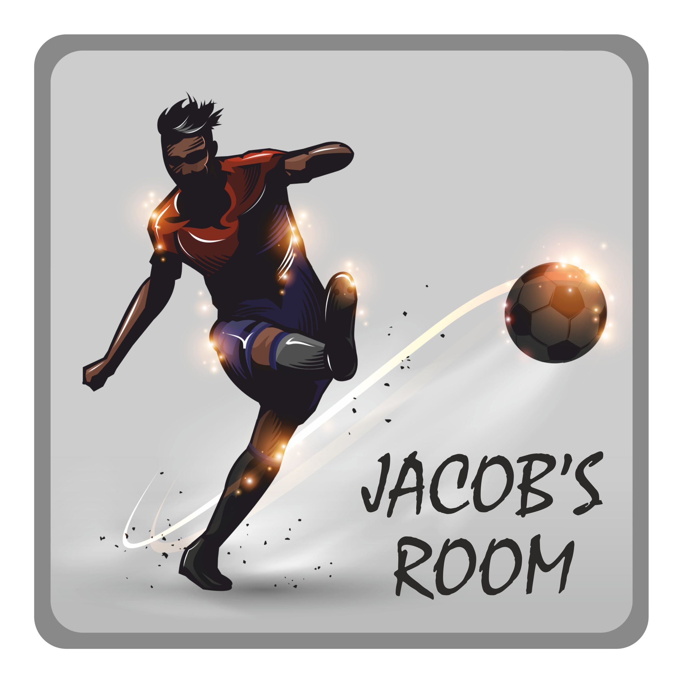 Personalised Free Kick Footballer Kids Bedroom Door Sign - Unique Gift
