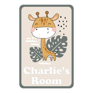 Personalised Cute Giraffe Kids Bedroom Door Sign - Unique Gift