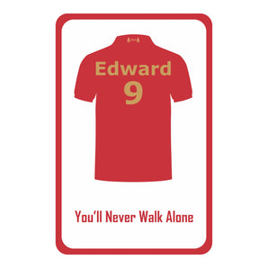 Personalised Red Football Shirt Kids Bedroom Door Sign - Unique Gift