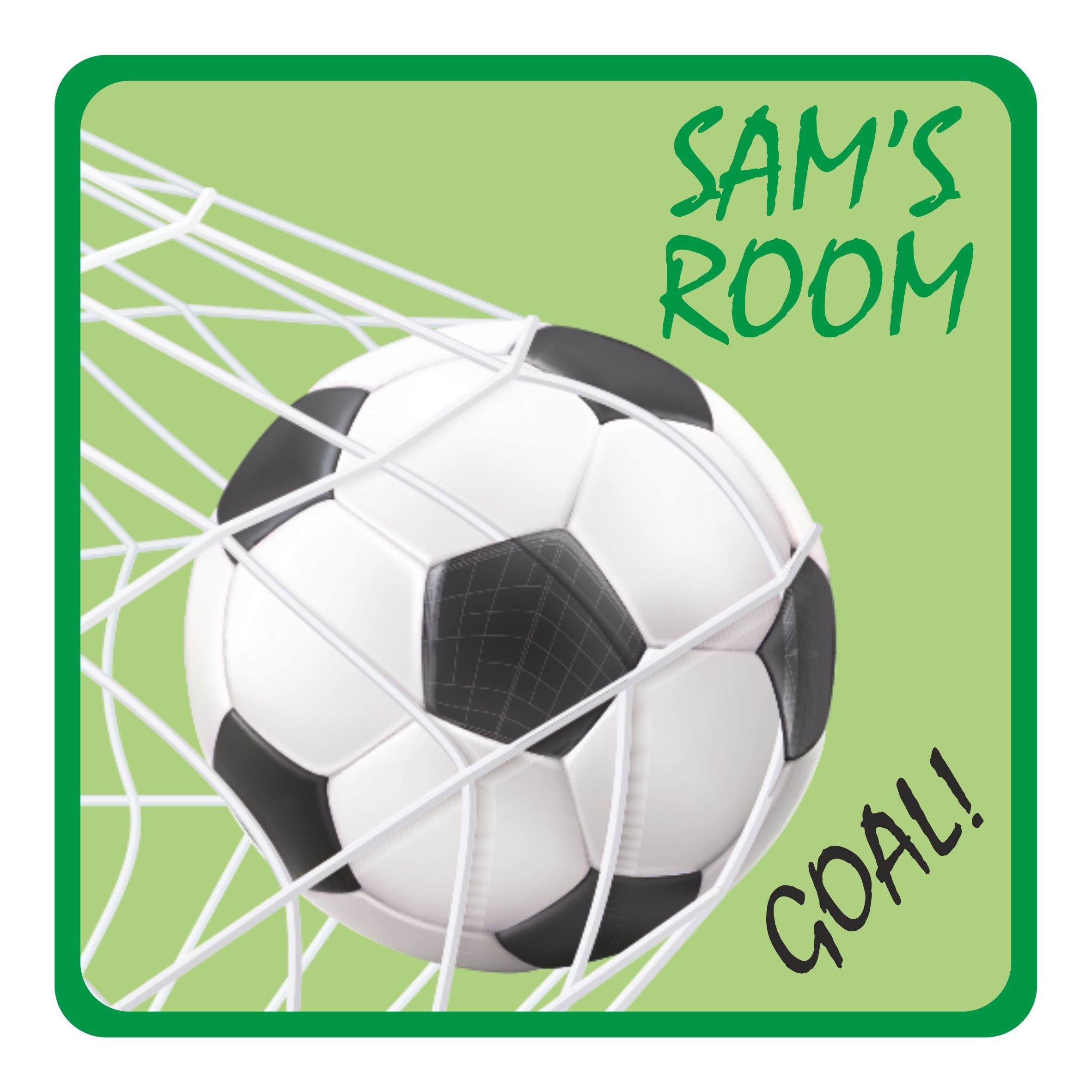 Personalised Football In The Net Kids Bedroom Door Sign - Unique Gift