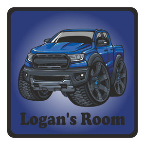 Personalised Blue 4x4 Off Road Car Kids Bedroom Door Sign - Unique Gift