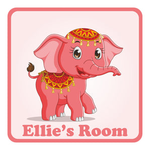 Personalised Cute Elephant Kids Bedroom Door Sign - Unique Gift