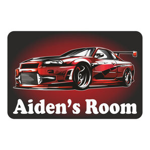 Personalised Red Sports Car Kids Bedroom Door Sign - Unique Gift