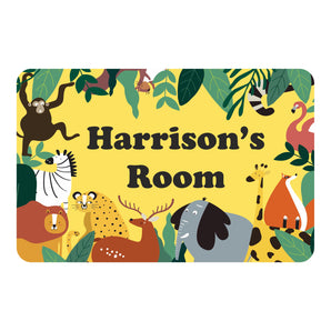 Personalised Yellow Wildlife Kids Bedroom Door Sign - Unique Gift