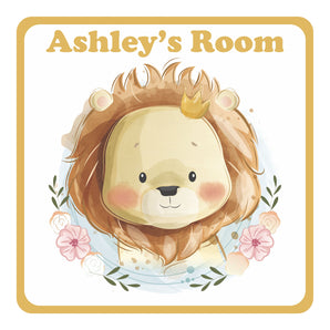 Personalised Lion Kids Bedroom Door Sign - Unique Gift