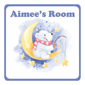 Personalised Bear and Star Kids Bedroom Door Sign - Unique Gift