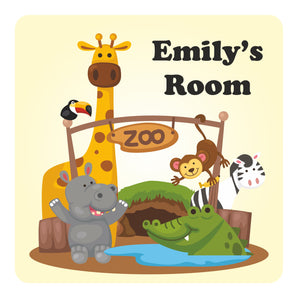 Personalised Yellow Zoo Kids Bedroom Door Sign - Unique Gift