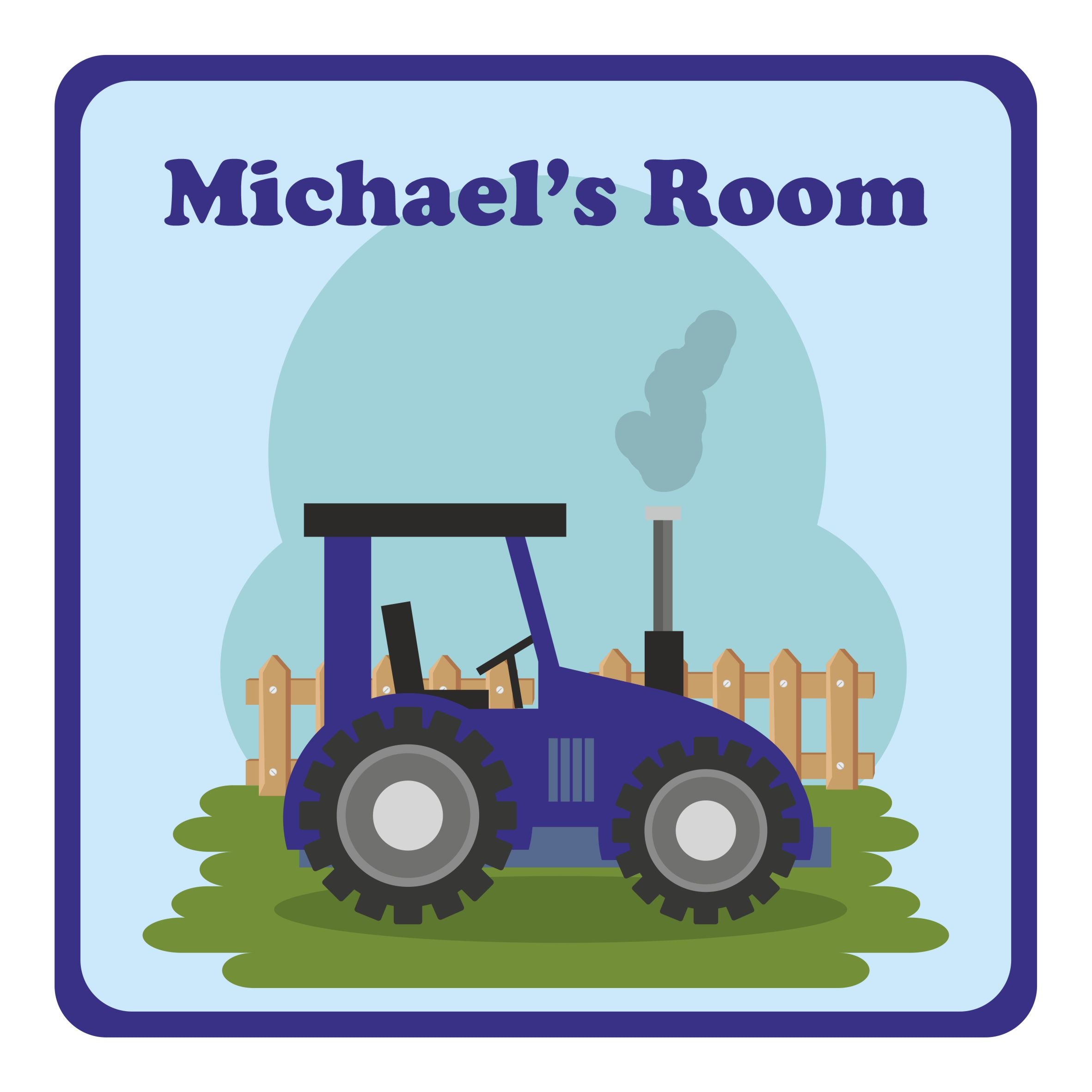 Personalised Blue Tractor Kids Bedroom Door Sign - Unique Gift