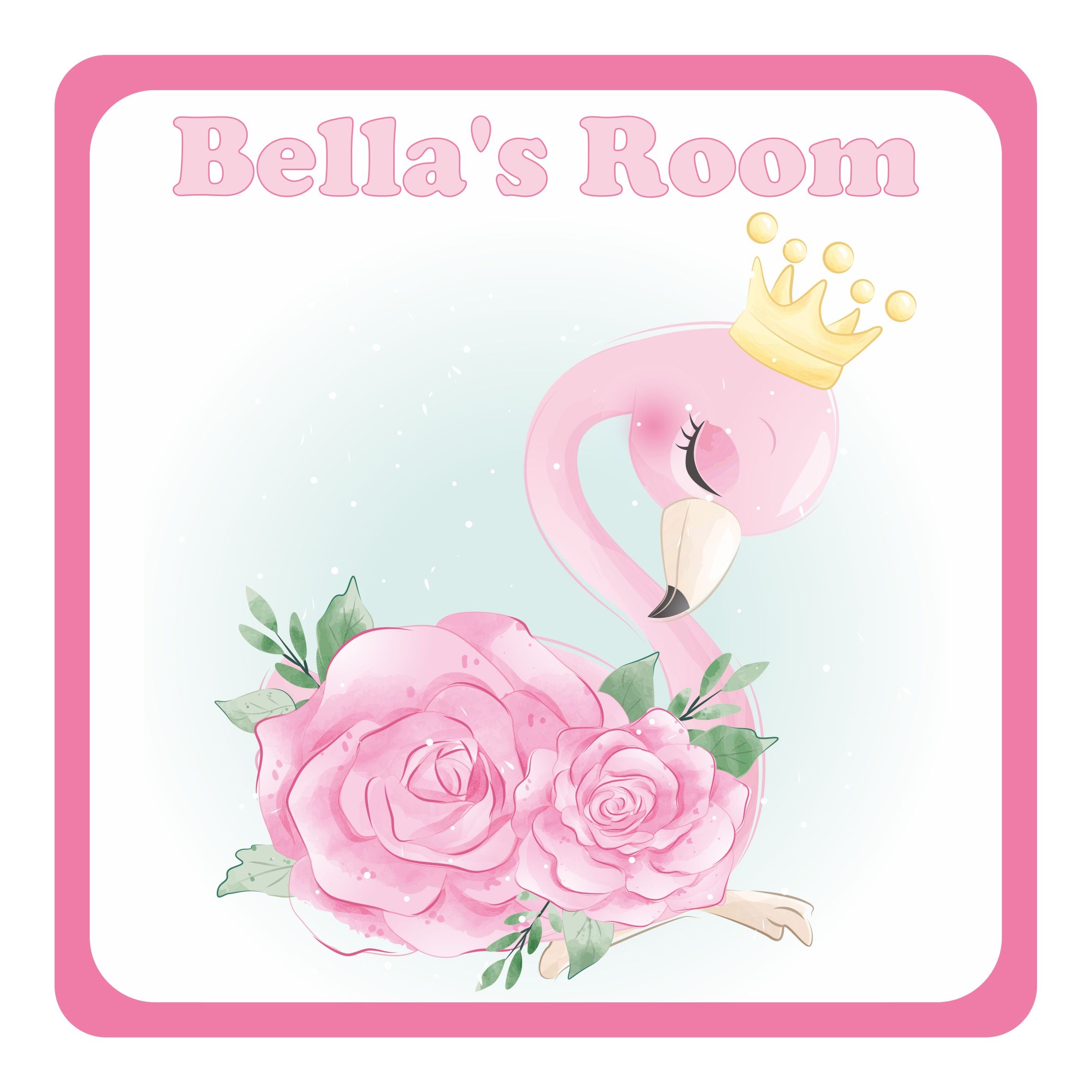 Personalised Flamingo Kids Bedroom Door Sign - Unique Gift